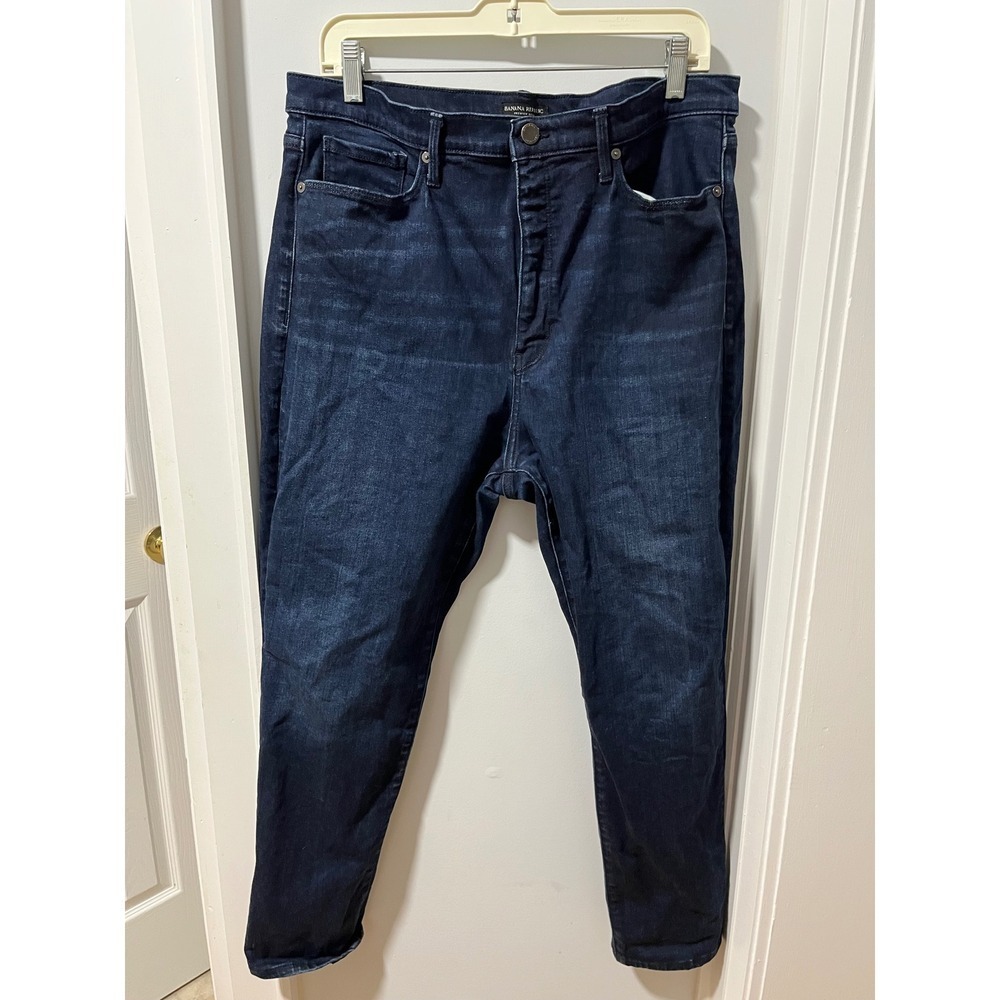 Banana Republic High Rise Skinny Jeans Dark Wash Premium Denim 33 Short - Picture 2 of 10
